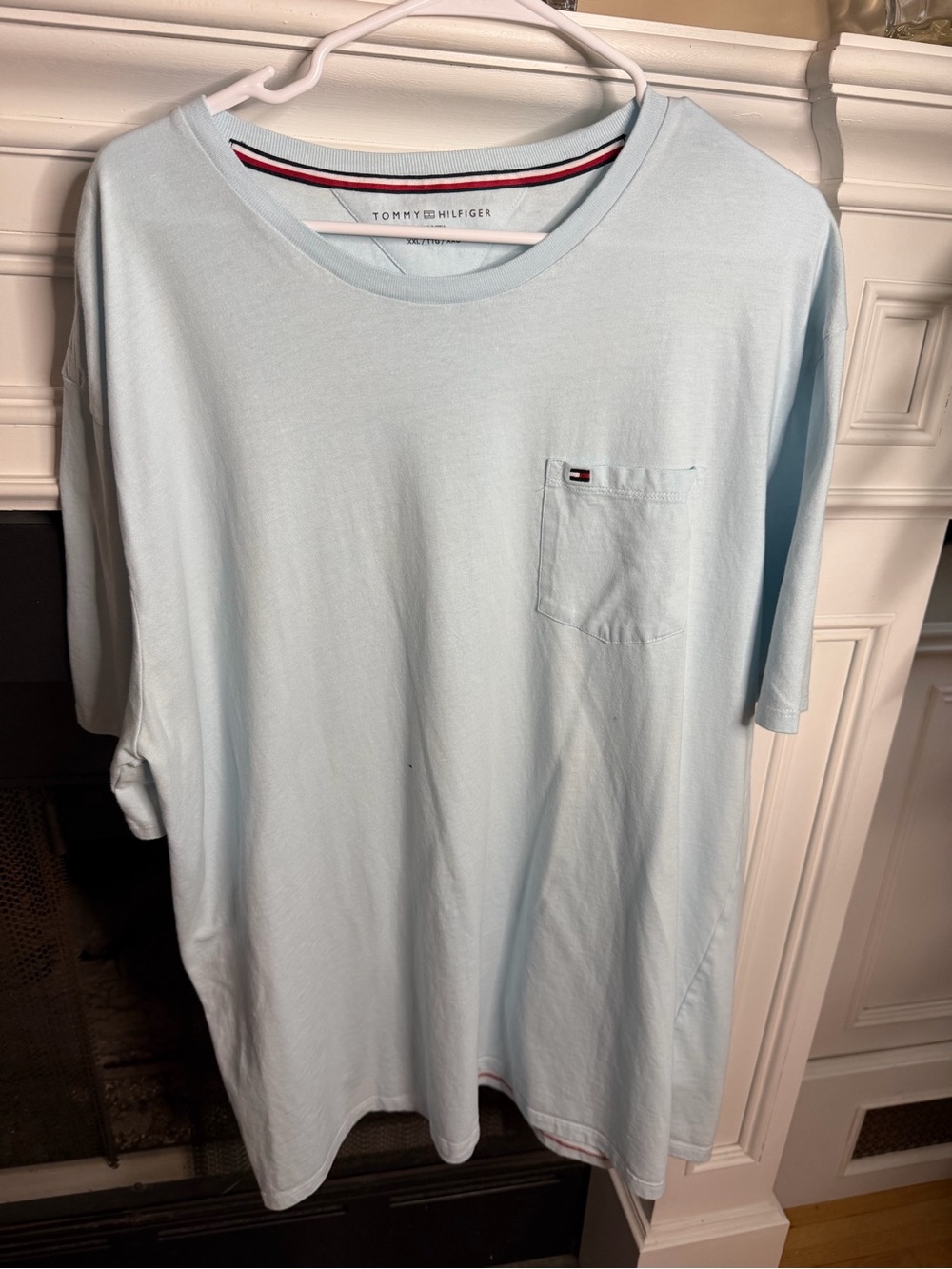 Tommy Hilfiger Men's Pale Blue Pocket Tee with Signature Flag